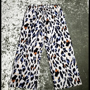 Azel Hazel Colorful Leopard Print Wide Leg Pants